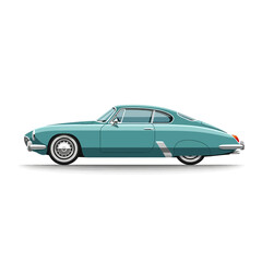 Fototapeta premium Classic Aqua Coupe: Digital Illustration of Vintage Car on White