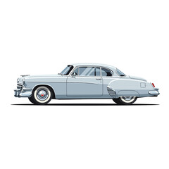 Obraz premium Classic Light Blue Vintage Car Illustration on White Background