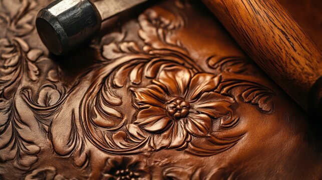 Handcrafted Embossed Leather.