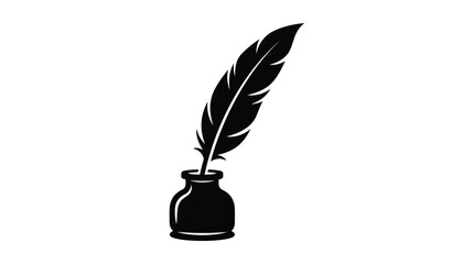 quill pen in inkwell silhouette writing feather calligraphy literature history education art © MdKabir