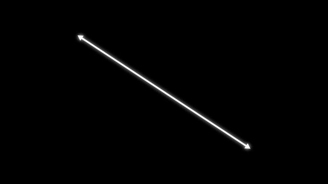 double headed arrow with architectural design style narrow thin black line and points animates on and off screen for instructional demonstration 4k animation video