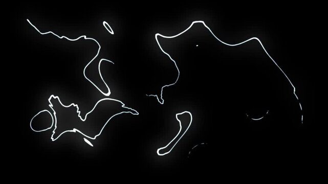 2D Strong thunder lightning animated overlay, Thunder animation for storms and heavy rain with glowing lightning flashes, electric energy effects and seamless loop black background overlay in 4K