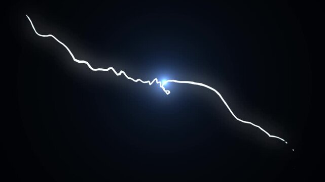 Circuit inspired lightning animation with glowing blue electrical currents, thunder sparks and seamless futuristic background loop in ultra HD 4K
