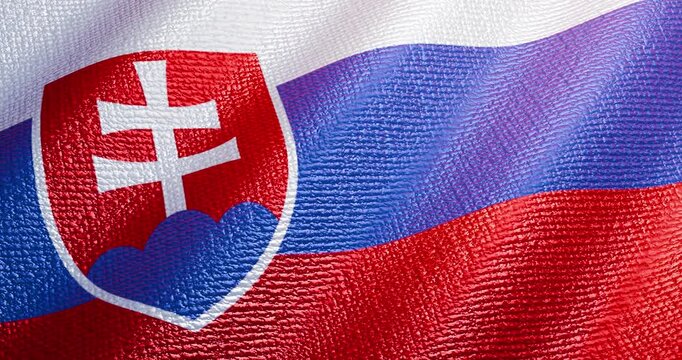 Slovakia flag of silk. 3d render video.