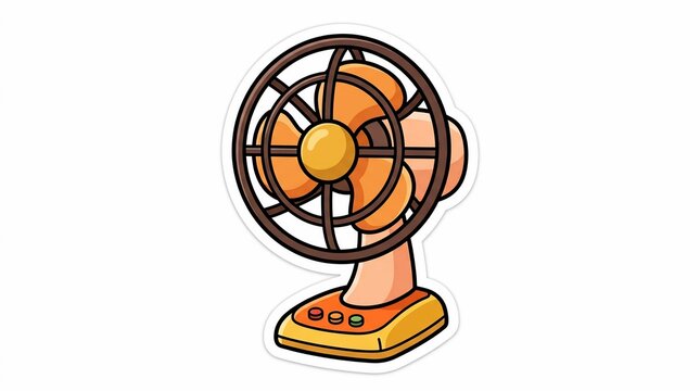 Electric fan with orange and brown color
