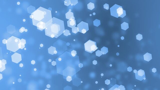 Soft bokeh background with floating hexagonal light shapes dreamy abstract animation