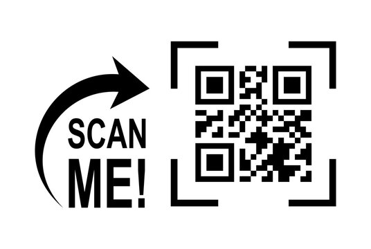 Scan Me QR Code Symbol with Arrow Icon transparent