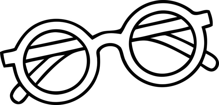 Round Eyeglasses Outline Icon, Vintage Style Spectacles, Simple Vector Illustration