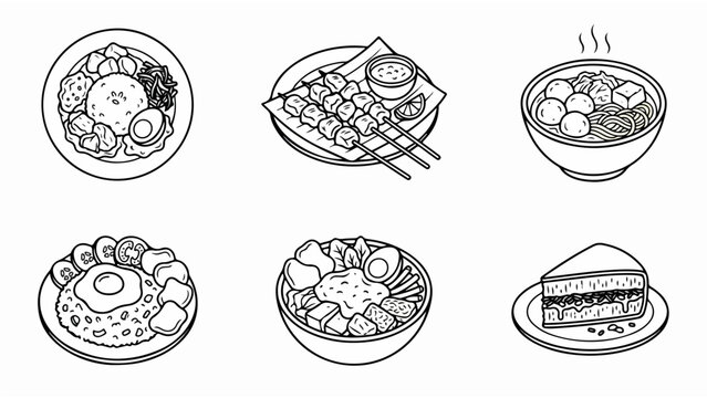 Indonesian Food Doodle Collection Vector Illustration