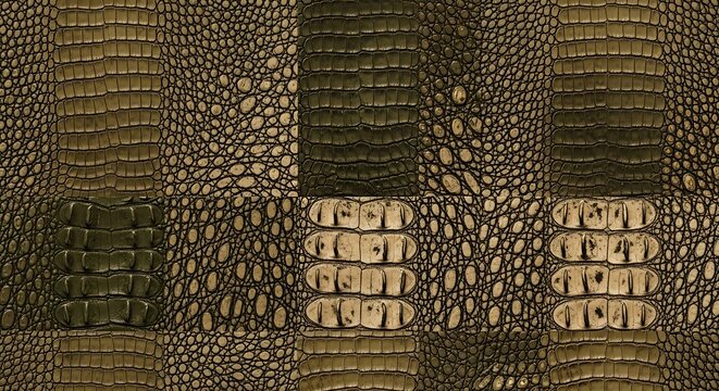 Brown crocodile and alligator skin texture patchwork background