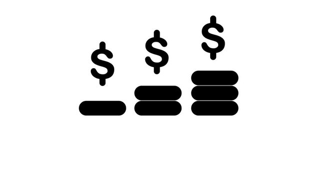 Animated growing stacks of coins representing financial growth