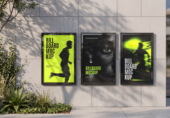 Billboard Posters Mockup on Concrete wall