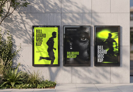Billboard Posters Mockup on Concrete wall