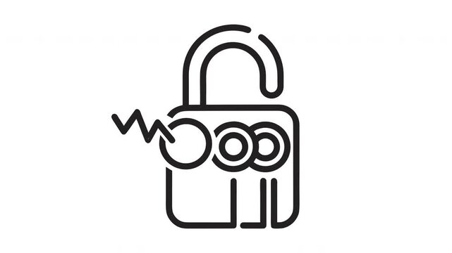 Line Drawing Animation of Locked Secure Server with Heartbeat Pulse