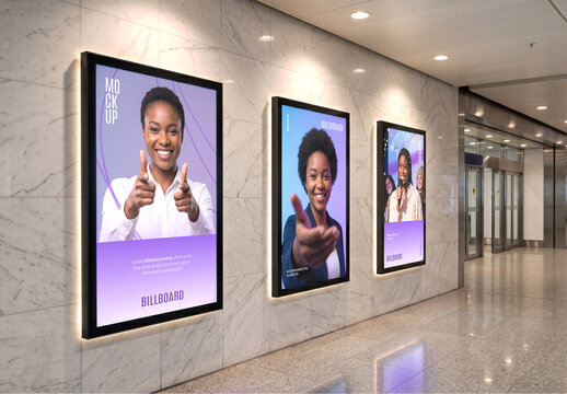 Indoor Vertical Billboard Mockup