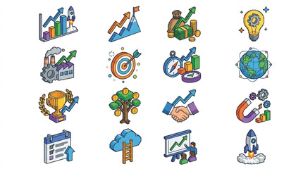 Fototapeta premium Collection of Isometric Business and Finance Icons.