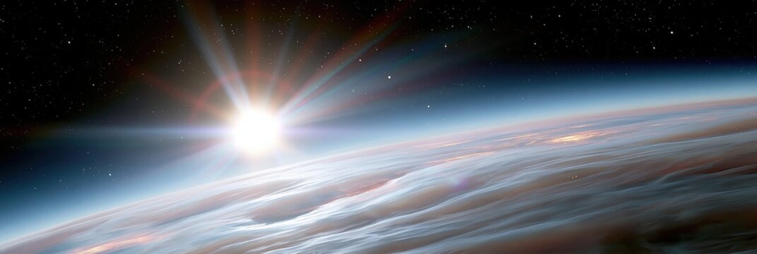 View of Alpha Centauri From Space Capturing Sunlight Breaking Through Clouds