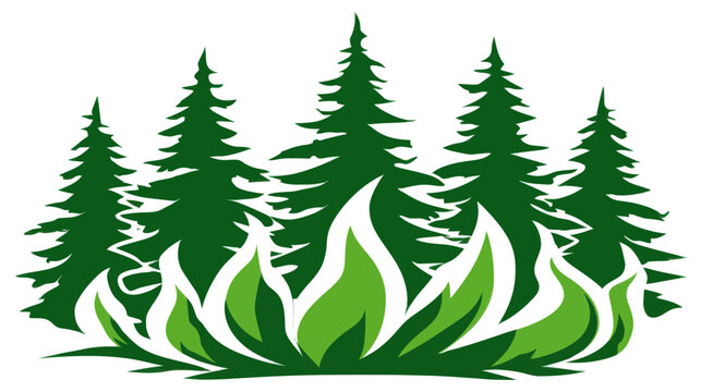Forest Fire Danger Icon with Trees and Flames