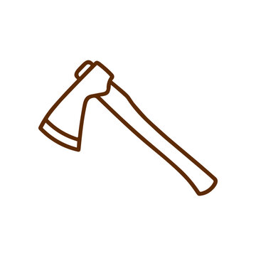 Axe with wooden handle and blade.