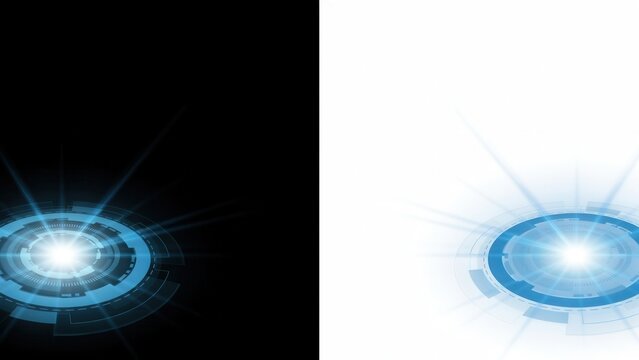 Abstract futuristic blue light portal interface with circular rings