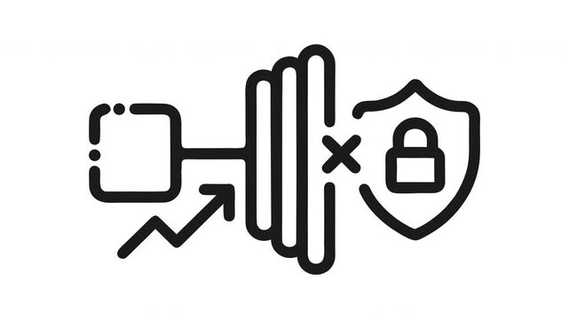 Line Drawing Animation Icon of Backup Container to Secure Server (Protection Lock)