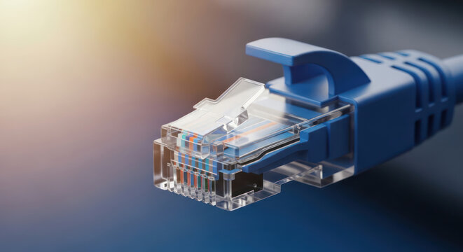 Ethernet Cable Connector Close Up on Dark Background