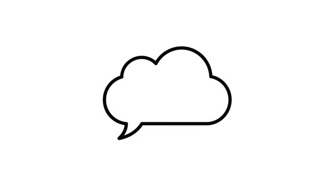 Simple black line drawing of a thought bubble or cloud shaped speech balloon isolated on a clean white background.