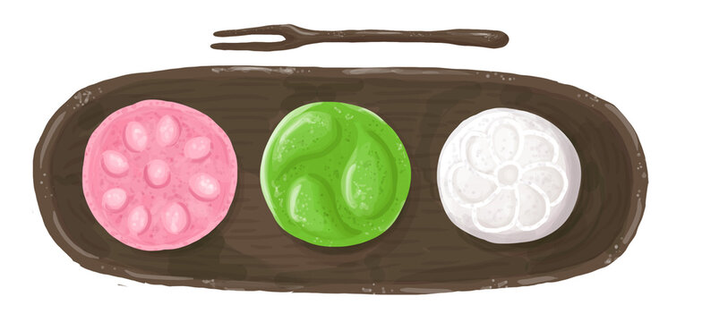 Dasik (a bite-size traditional Korean snack food) illustration