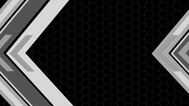 Honeycomb background geometric chevrons on left and right modern tech abstract design animation