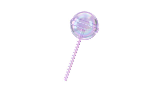 Iridescent purple lollipop on white isolated on transparent background
