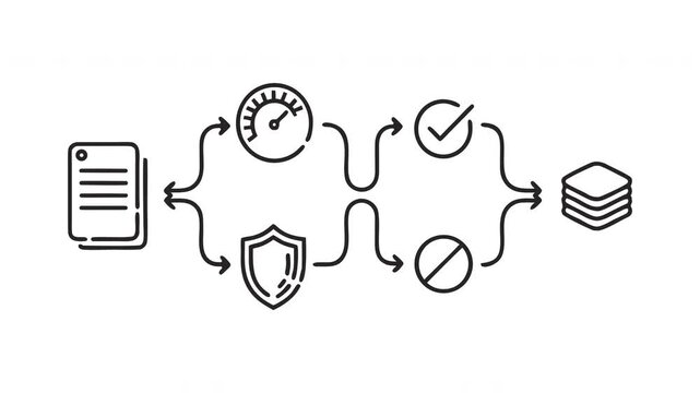 Line Drawing Animation of Blocked File Access with Security Shield and Error Check