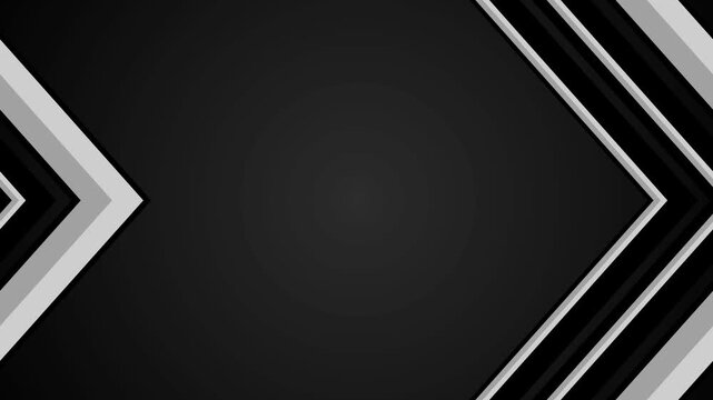 Dark background with layered chevron arrows pointing right minimalist geometric abstract design animation