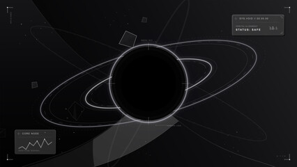 Futuristic dark interface with glowing orbital ring system © Антон Сальников