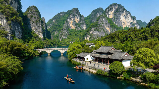 Guilin Karst River Landscape