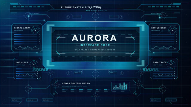 Futuristic blue digital interface dashboard vector template