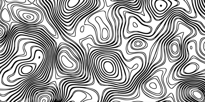 Monochrome fluid topography inspired line art featuring nested organic forms and rhythmic movement creative graphic design eps10