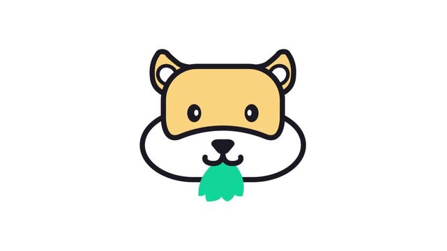 Cute cartoon hamster chewing food animated vector video loop