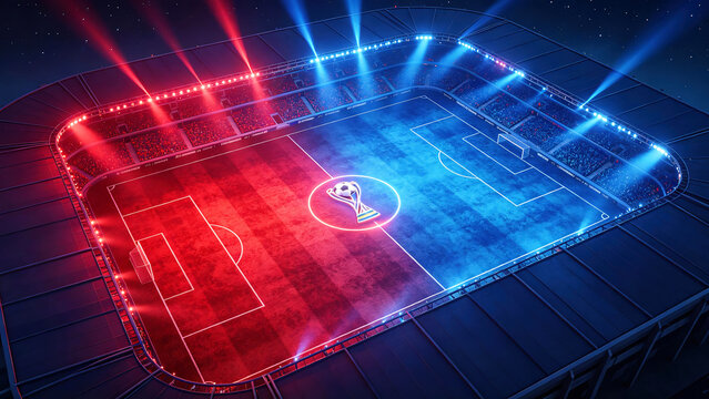 Red vs Blue Soccer Stadium Trophy