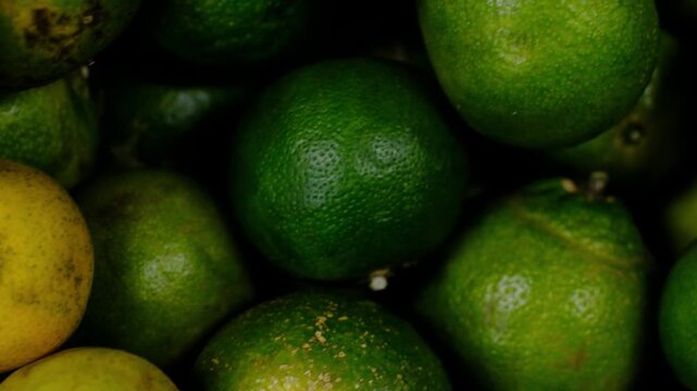 Green Lime (Jeruk Nipis) Diagonal Move - Jakarta Traditional Market Citrus Fruit Indonesia