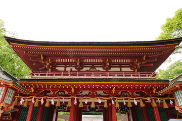 Obraz premium Historic Main Hall of Dazaifu Tenmangu Shrine in Fukuoka Japan - 日本 福岡 太宰府天満宮 本殿