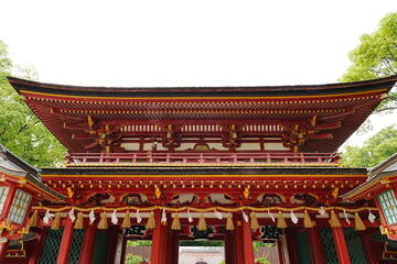 Obraz premium Historic Main Hall of Dazaifu Tenmangu Shrine in Fukuoka Japan - 日本 福岡 太宰府天満宮 本殿