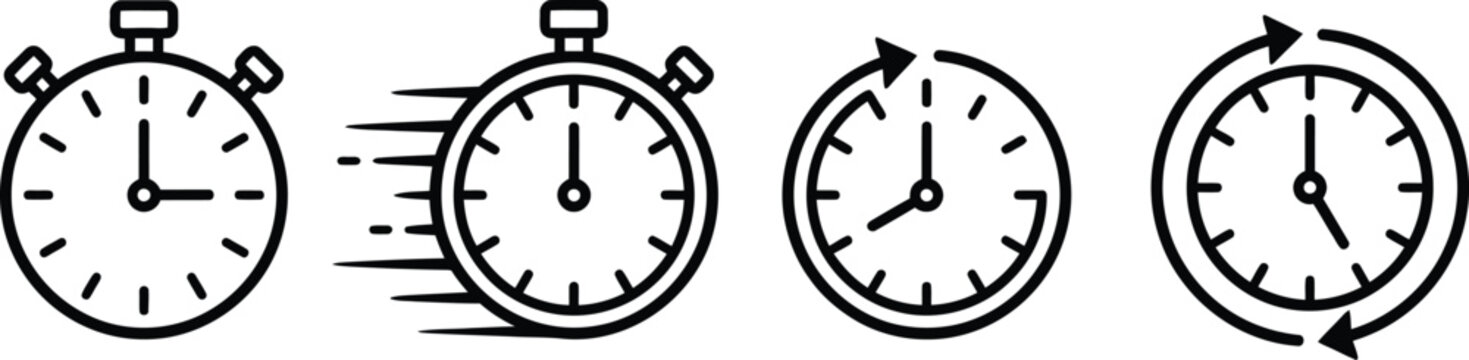 Stopwatch and Clock Time Icons Vector Illustration