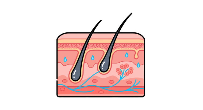 Human skin hair follicle anatomy.