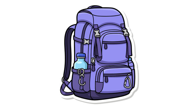 Purple Backpack with Water Bottle Pocket.