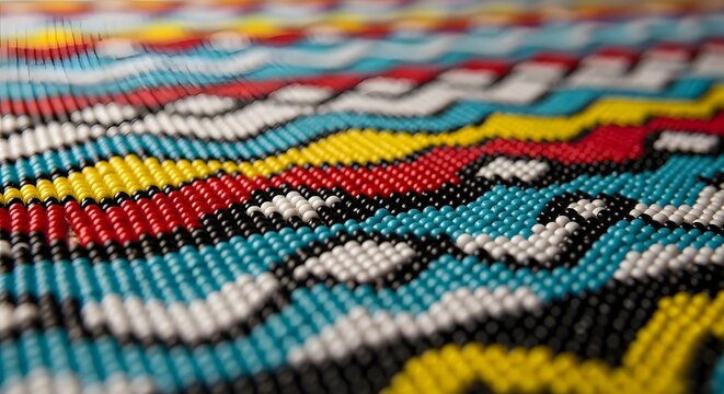 Seamless pattern of colorful beads with wavy lines