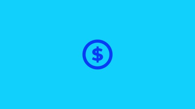 Animated Dollar sign icon for animation and video content on green background and Alpha