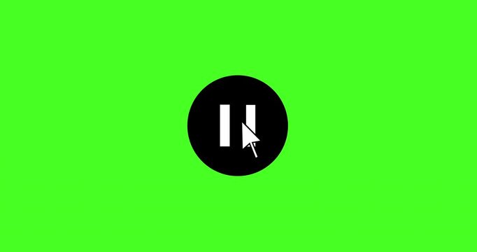 4K green screen animation of cursor clicking play button that changes into pause icon. Useful for overlays, UI videos, editing, streaming, and motion graphics.

