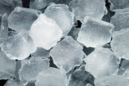 Crushed ice cubes macro texture top view