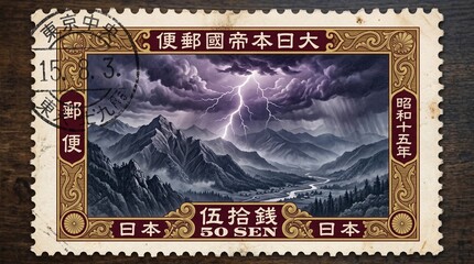 Obraz premium vintage postage stamp with the image of the sea