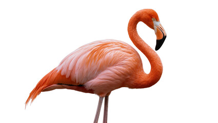 Vibrant pink flamingo with curved neck, isolated on transparent background © Aliona